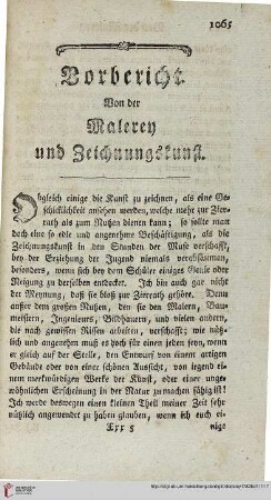 Vorbericht von der Malerey und Zeichnungskunst