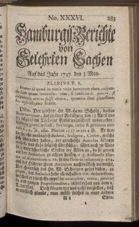 No. XXXVI. den 3 May 1737. - No. XLIV. den 31 May 1737.