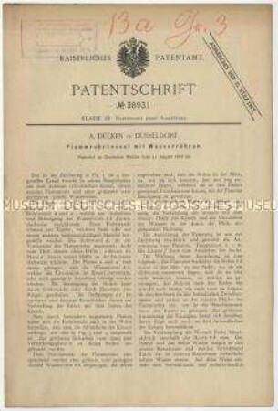 Patentschrift eines Flammrohrkessels mit Wasserröhren, Patent-Nr. 38931