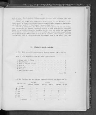 VII. Meningitis cerebro-spinalis.