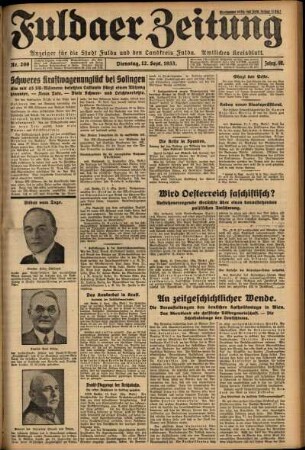 Ausgabe vom Dienstag, den 12. September 1933.