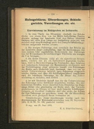 Einwinterung im Mühlgraben zu Leitmeritz.