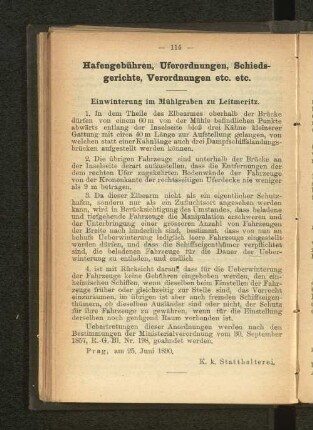 Einwinterung im Mühlgraben zu Leitmeritz.