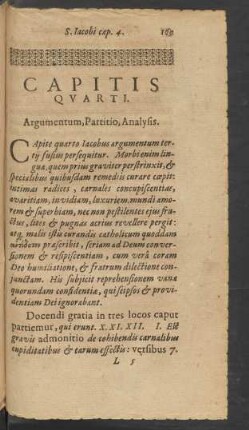 Capitis Quarti. Argumentum, Partitio, Analysis.