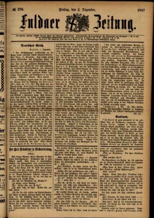 Ausgabe vom Freitag, den 02. Dezember 1887.