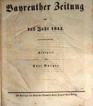 Bayreuther Zeitung. 1843, 1843