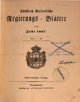 Fürstlich-Waldeckisches Regierungsblatt, 57. 1867