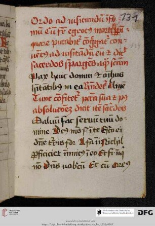 Ordo ad visitandum fratrem infirmum et in casu mortis eius