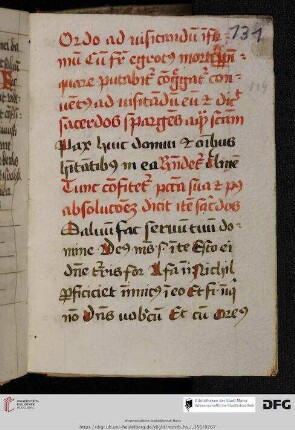 Ordo ad visitandum fratrem infirmum et in casu mortis eius