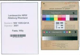 Entnazifizierung Willy Faets , geb. 25.03.1919 (Krim.Beamter)