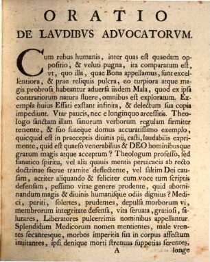 Orationes duae : altera de laudibus advocatorum, altera de legitimo honoris et virtutis coniugio