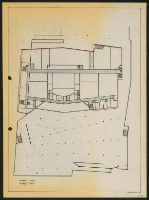 Düsseldorfer Schauspielhaus, Düsseldorf Wettbewerb: Detail Grundriss Bühnenhaus 1. UG 1:500