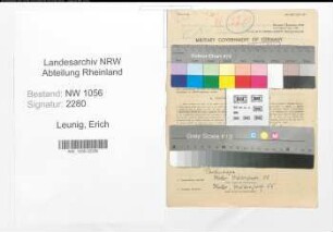 Entnazifizierung Erich Leunig , geb. 09.09.1903 (Angestellter)