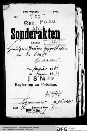 Hauszinssteuerhypotheken für Nowawes, ab 1938 Babelsberg