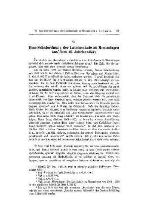Eine Schulordnung der Lateinschule zu Memmingen aus dem 16. Jahrhundert