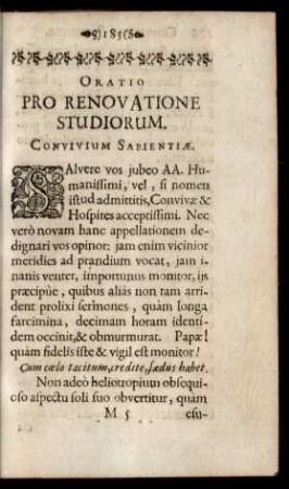 Oratio Pro Renovatione Studiorum,