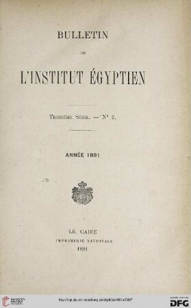 3.Ser. 2: Bulletin de l'Institut Egyptien