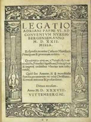 Die Gesandtschaft Papst Hadrians VI. zum Nürnberger Reichstag 1522