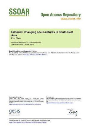 Editorial: Changing socio-natures in South-East Asia