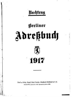 Nachtrag Berliner Adreßbuch 1917
