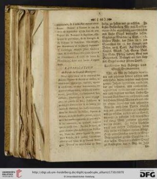 Ratification du Roi de la Grande Bretagne