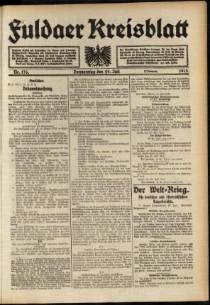 Ausgabe vom Donnerstag, den 29. Juli 1915.
