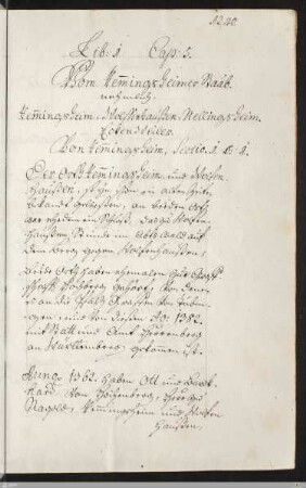 Abteilung II Buch 1 Kapitel 5 : Vom Remmingsheimer Staab, nehmlich Remmingsheim, Wolffenhaußen, Nellingsheim, Eckenweiler