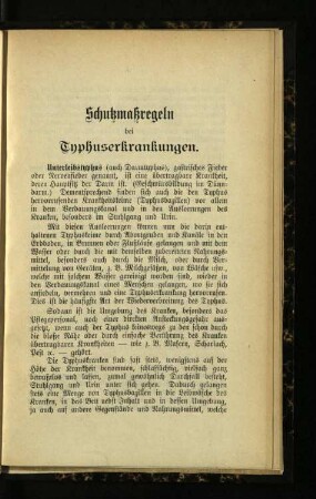 Schutzmaßregeln bei Typhuserkrankungen
