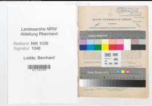 Entnazifizierung Bernhard Lodde , geb. 21.02.1903 (Bankangestellter)