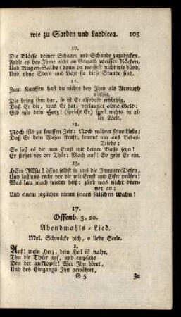17. Offenb. 3,20. ...