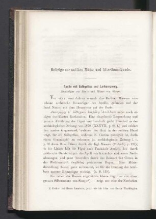 Beiträge zur antiken Münz- und Alterthumskunde