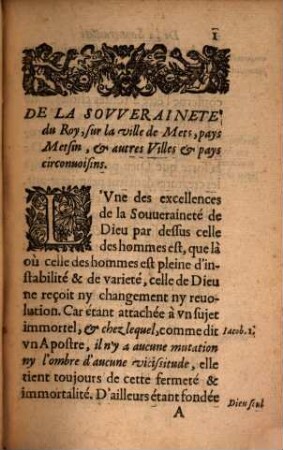 De la Souveraineté du Roy a Mets Pays Metsin