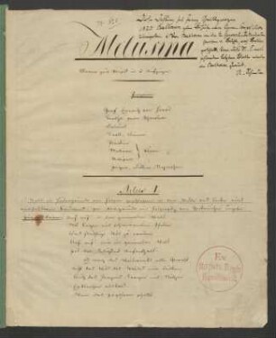 Handschriftliches Textbuch zu Melusina