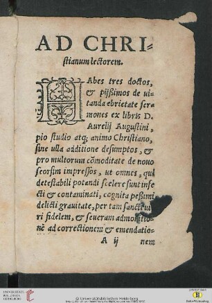 Ad christianum lectorem