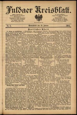 Erste Ausgabe vom Samstag, den 19. Januar 1901.