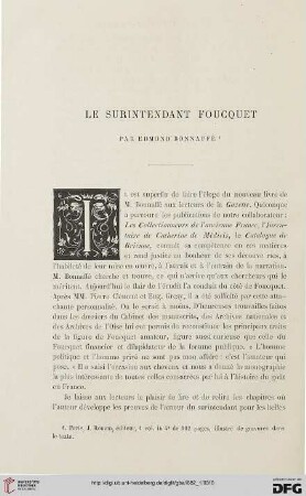 2. Pér. 25.1882: Le surintendant Foucquet, par Edmond Bonnaffé
