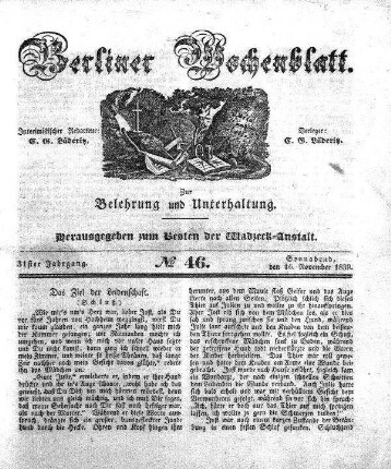 No. 46, Sonnabend, den 16. November 1839.