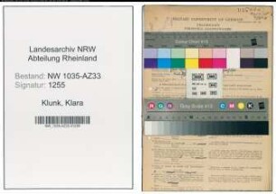 Entnazifizierung Klara Klunk , geb. 07.08.1895 (Kuechenhilfe)
