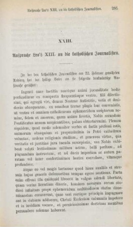 295-298 Ansprache Leo's XIII. an die katholischen Journalisten