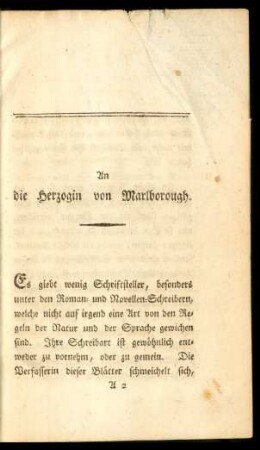 An die Herzogin von Marlborough.