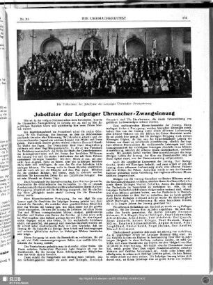 Jubelfeier der Leipziger Uhrmacher-Zwangsinnung