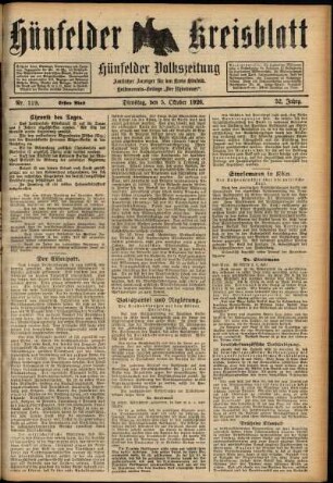 Erste Ausgabe vom Dienstag, den 05. Oktober 1926.