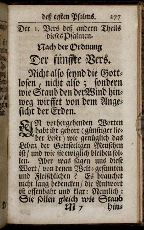Der I. Vers deß andern Theils dieses Psalmen. Nach der Ordnung der fünffte Vers.