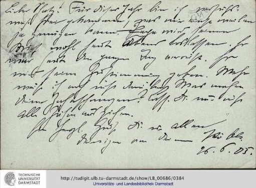 Postkarte vom 26.06.1905