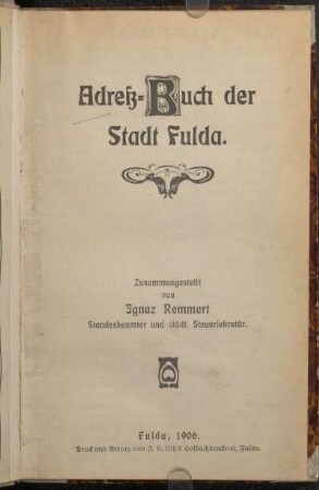 1906: Adreßbuch der Stadt Fulda
