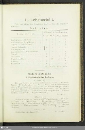 II. Lehrbericht