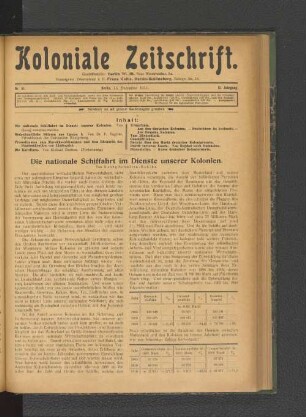 Die nationale Schiffahrt im Dienste unserer Kolonien.