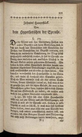Zehntes Hauptstück. Von dem Hypothetischen des Sprache.