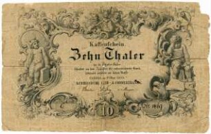 Geldschein, 10 Taler Courant, 1.5.1855