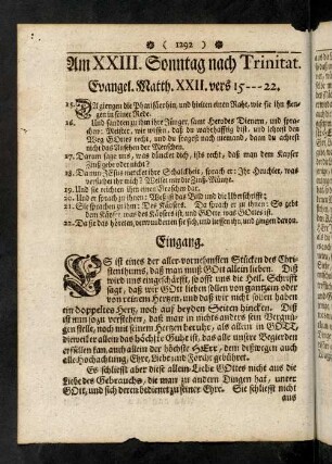 1292-1293, Evangelium; Eingang